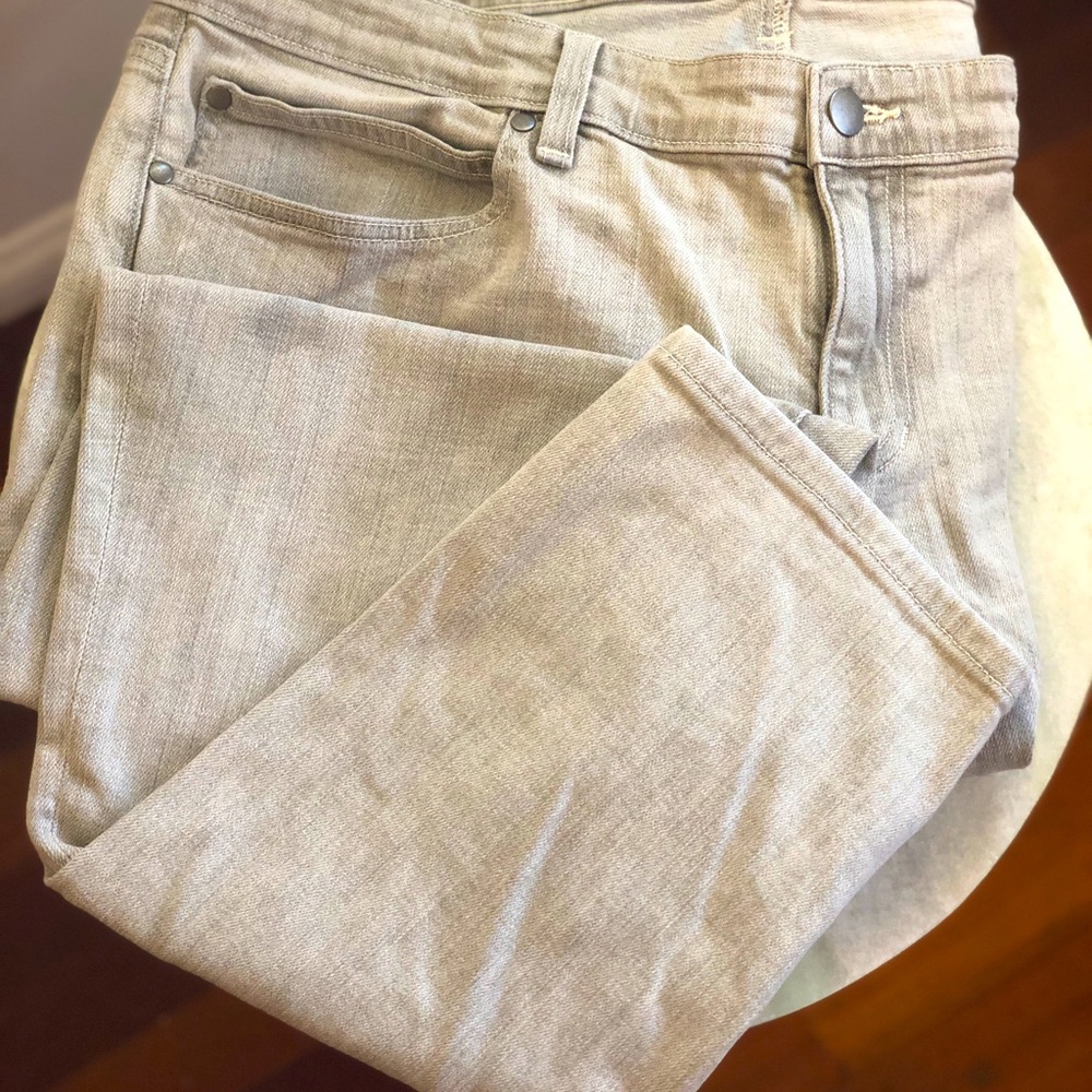 Eileen Fisher Jeans 16 Straight Slim Leg Gray Wash Stretch Cotton Denim